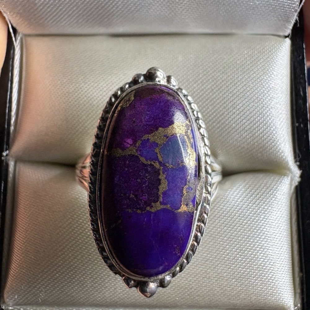 Ring Purple Mohave Turquoise 925 Sterling Silver Southwestern Boho